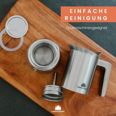 Groenenberg Spar Set 2: Manual Coffee Grinder + Induction Moka Pot (4 or 6 Cup) | Moka Pot and Coffee Grinder made of high-quality stainless steel