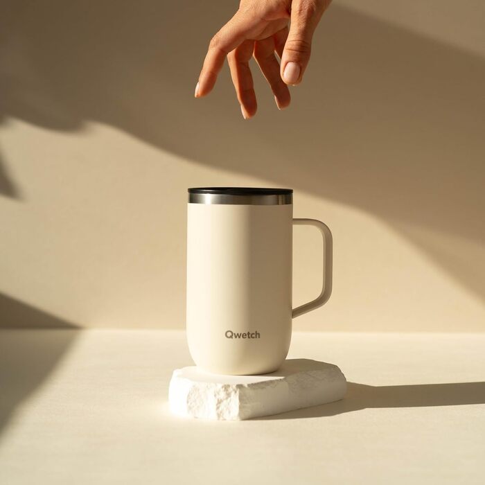 Qwetch Stainless Steel Insulated Travel Mug - 350ml - Keeps Drinks Hot for 6h & Cold for 12h - Leakproof Lid, Reusable, Tea Filter Compatible