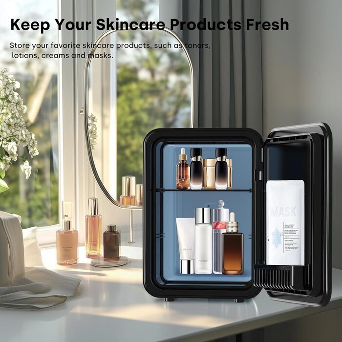 Mini холодильник Enventor 10L: портативний, з подвійним охолодженням, 12V/220V, для авто, кімнати, офісу (чорний)