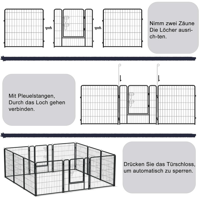 Вольєр для цуценят/маленьких собак 80x65 см, розкладний, з дверима та ґрунтовими анкерами, для внутрішнього/зовнішнього використання, вологостійкий