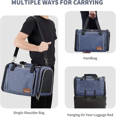 Сумка-переноска для кота, складана переноска для собаки, переноска для тварин, сумка для подорожей з м'яким матрацом для перевезення потягом/автомобілем/літаком