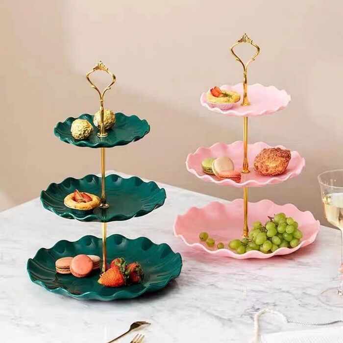 Підставка для тістечок Wagoodter 3 яруси, для тортів, десертів, на весілля, день народження, чаювання (порошкове покриття)