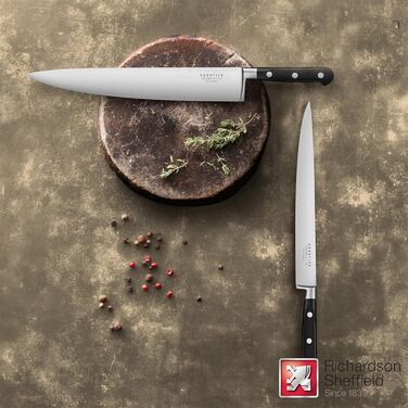 Набір ножів Richardson Sheffield Sabatier Trompette з підставкою, коричневий/сріблястий (Santoku 17,5 см)