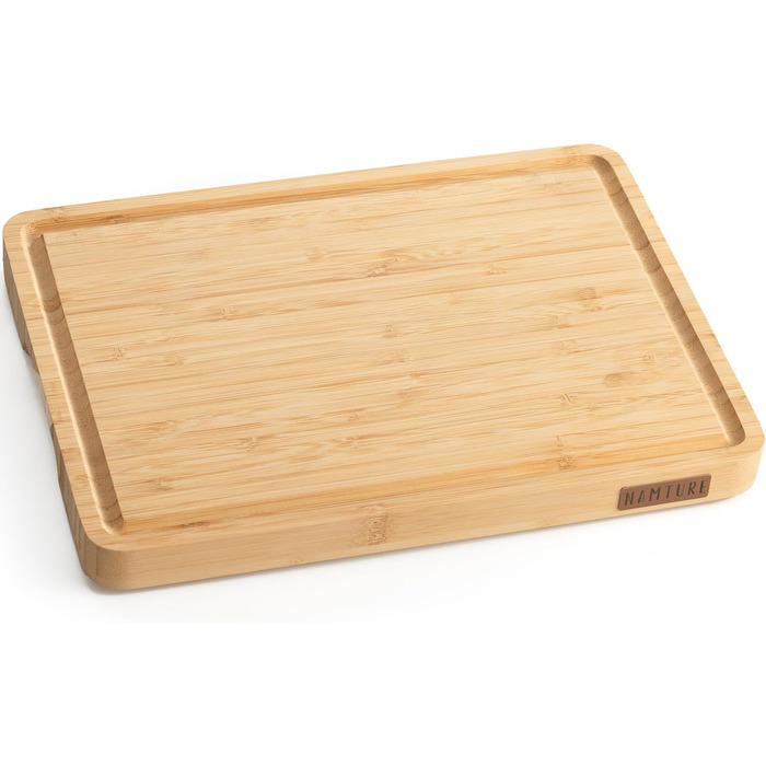 Дерев'яний обробний дошка Stirnholz 45x30 см з бамбука, преміум-якість, з жолобом для соку та антиковзними ніжками, у подарунковій коробці