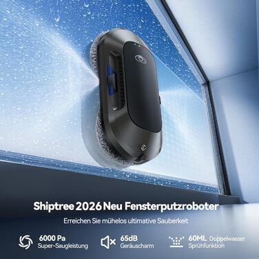 Робот для миття вікон Neu Fensterputzroboter з розпилювачем, 6000Pa, для вікон та плитки, тихий (<65дБ), з системою безпеки та інтелектуальною навігацією + 10 серветок