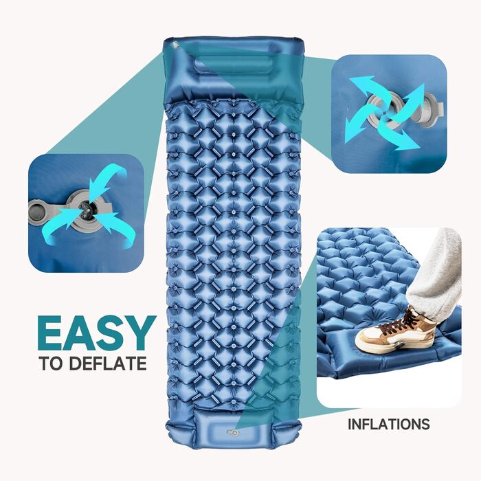 Bluever Inflatable Camping Mat - Lightweight Sleeping Pad for Outdoor Adventures | Waterproof & Non-Slip