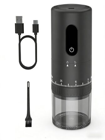 Портативна кавомолка з акумулятором 2000mAh, керамічний жорно, швидка малівка, 38 налаштувань, для подорожей та кемпінгу (сірий, новітня модель)