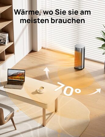 Dreo 16 Inch Electric Heater, Energy Efficient Space Heater with Thermostat, 70° Oscillating, Remote Control, 3 Modes, Tip-over & Overheat Protection, Silent Ceramic Fan Heater for Home, Silver
