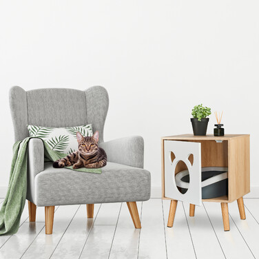 Relaxdays Cat Cabinet with Flip-Up Door