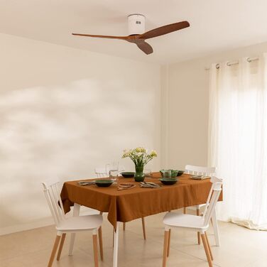 Вентилятор стельовий WINDCALM ABS білий з пультом, 40W, Ø132cm, 6 швидкостей, DC-двигун, літо/зима, без освітлення, тихий, з таймером