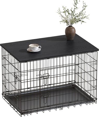 Насадка для собачого вольєра Piskyet, дерев'яна робоча поверхня, чорна, сумісна з вольєрами 76,2 см, 121,9 см, 107,7 см, 91,4 см, 61 см