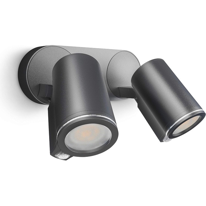 Steinel LED Spotlight DUO SC Connect, smart outdoor wall light, motion sensor, dimmable, controllable via app, schedule function, 7 W, 3000K, Anthracite (manual control)