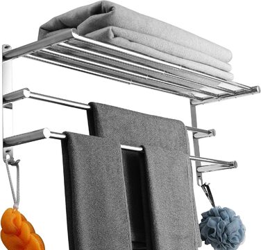 Висувна тримач для рушників 43-78 см, нержавіюча сталь, без свердління, тримач для рушників, полиця для стіни, для ванної кімнати та кухні