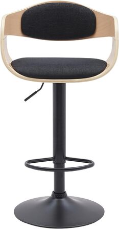 Kingston Adjustable Bar Stool with Premium Upholstery - Durable Metal Frame (150kg Capacity) - Black Fabric