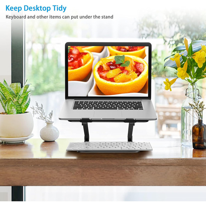 Adjustable Aluminum Laptop Stand - Ventilated Laptop Holder for 10-17 inch Laptops - Compatible with MacBook, Dell, HP, Samsung, Acer