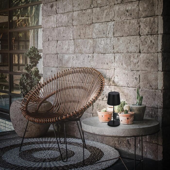 LED лампа BRILONER настільна бездротова, диммирувана торшер, USB-C, для дому та кемпінгу, Ø105x260 мм, чорна