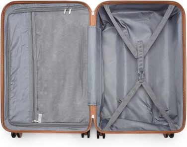 Чемодан British Traveller Mittelgroßer, 64x43x26.5 см, ABS+PC, TSA-замок, 4 колеса, кремовий (64 см, 57 л)