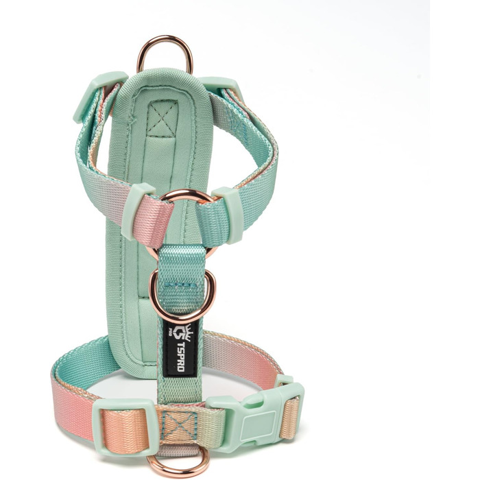 Шлейка для собак середніх порід TSPRO, не тягне, жовто-зелена градієнтна графіка, регульована, з швидкою застібкою, дихаюча та міцна (Розмір 2, обхват шиї 40.6–68.6 см, обхват грудей 40–70 см)