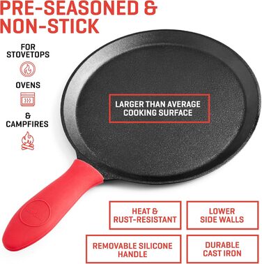 Uno Casa Cast Iron Tortilla Press Kit - Taco & Roti Maker with 100 Sheets of Baking Paper - Versatile Kitchen Gadget for Tortillas, Roti, Dosas, and Dumplings