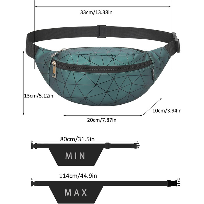 Жіноча поясна сумка-рюкзак, водонепроникна, з PU шкіри, для спорту та відпочинку (темно-зелена)