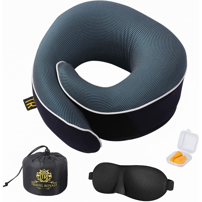 Подушка для шиї з Memory Foam 360° з підтримкою голови та підборіддя для літака, авто та дому - ергономічна, регульована