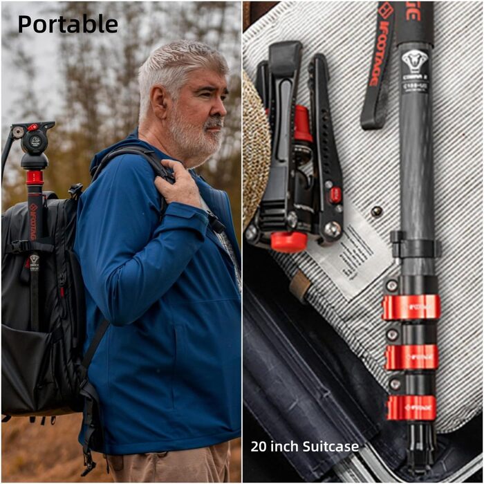 Штатив монопод IFOOTAGE Cobra 3 C180F з вуглецевого волокна - 3-в-1 для фото та відео