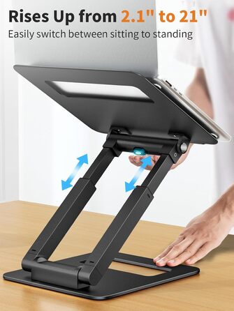 Adjustable Laptop Stand for Desk - Telescopic & Ergonomic Design - Fits 10-17 inch Laptops (Black)