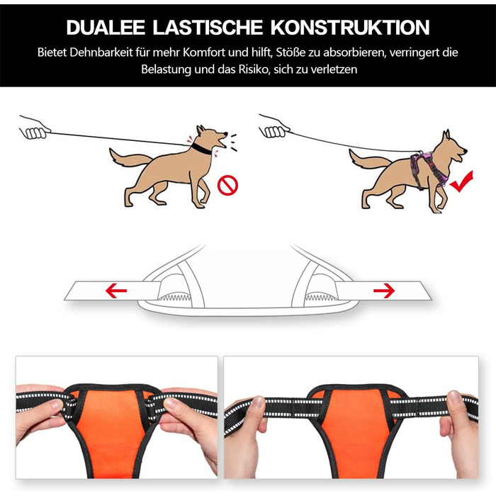 Нашийник для собак PoyPet без заплутування, світловідбиваючий, м'який, з простим закриттям, для маленьких собак (XL, Помаранчевий)