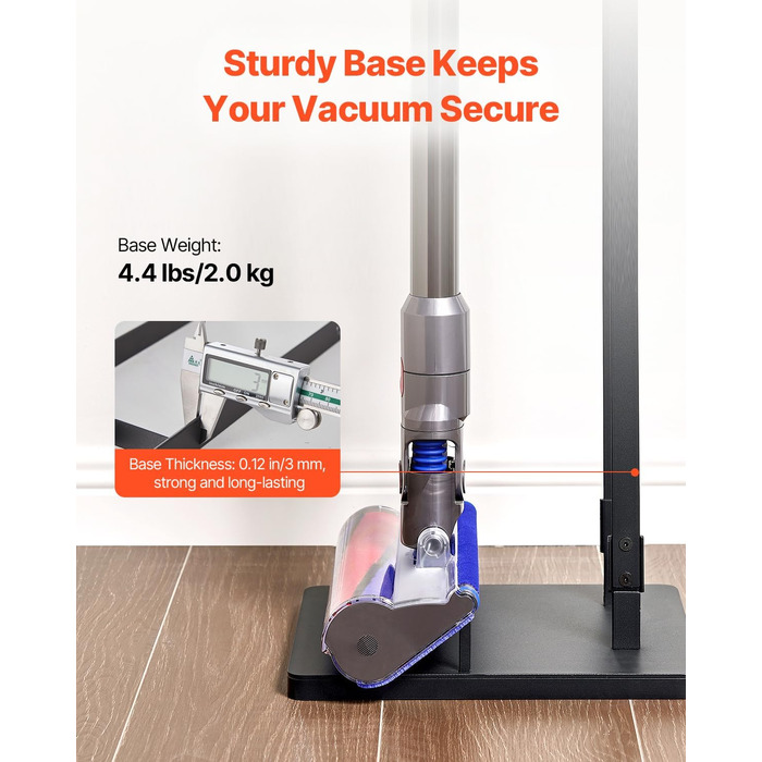 Стійка для бездротового пилососа Dyson V6 V7 V8 V10 V11 V15 з 4 гаками, чорна - VEVOR