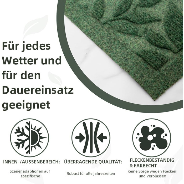 Килимок для дому та вулиці з антиковзаючою основою, 45x75 см, зелений