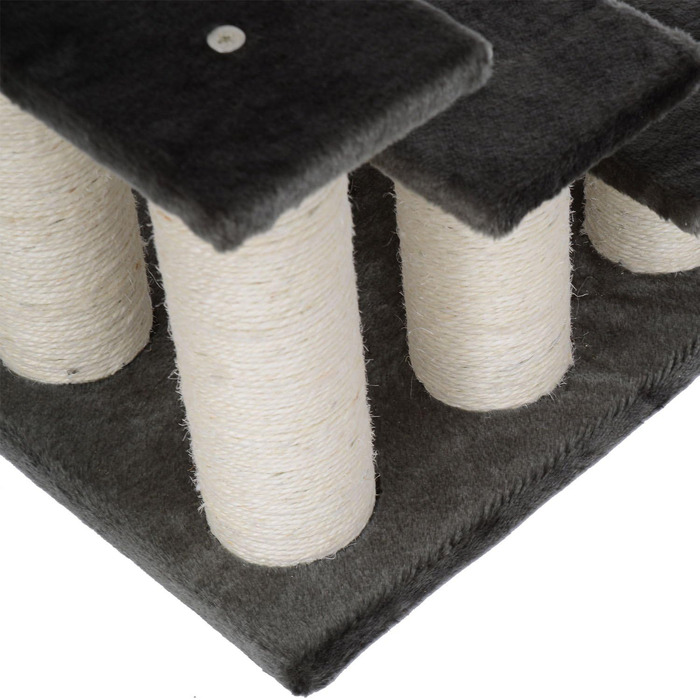 PawHut Pet Stairs 3-Step Cat Stairs Dog Stairs Stairs for Cats and Dogs Plush Dark Grey 45 x 35 x 34 cm