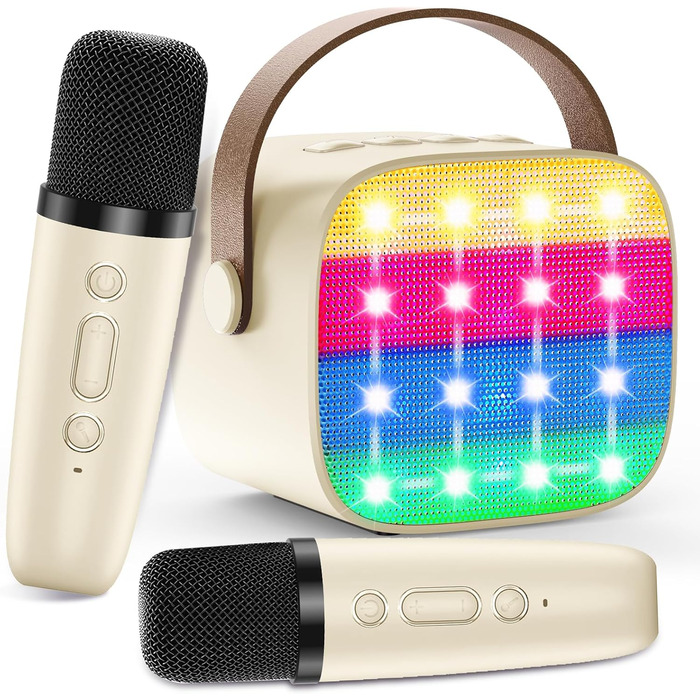 Дитяча караоке-машина з 2 мікрофонами, Bluetooth, світлові ефекти, для дітей 3-12 років