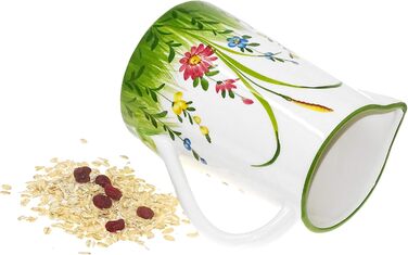 Handmade Italian Ceramic Pitcher Large, Jug with Wildflower Pattern, Pitcher with Handle Height 19 cm, Capacity 1.5 l
