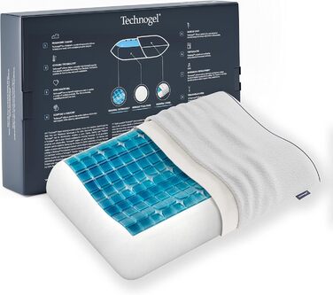 Technogel New Generation Original Anatomic Orthopedic Neck Pillow Antibacterial, Cervical Gel Pillow for Back & Side Sleepers incl. Pillowcase 09cm Height