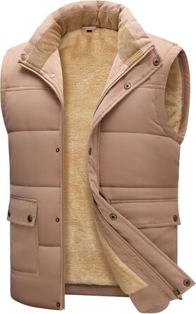 Xnova Тепла зимова жилетка для чоловіків з флісовою підкладкою Sherpa, жилетка-куртка, для полювання, роботи, на відкритому повітрі, хакі, розмір L