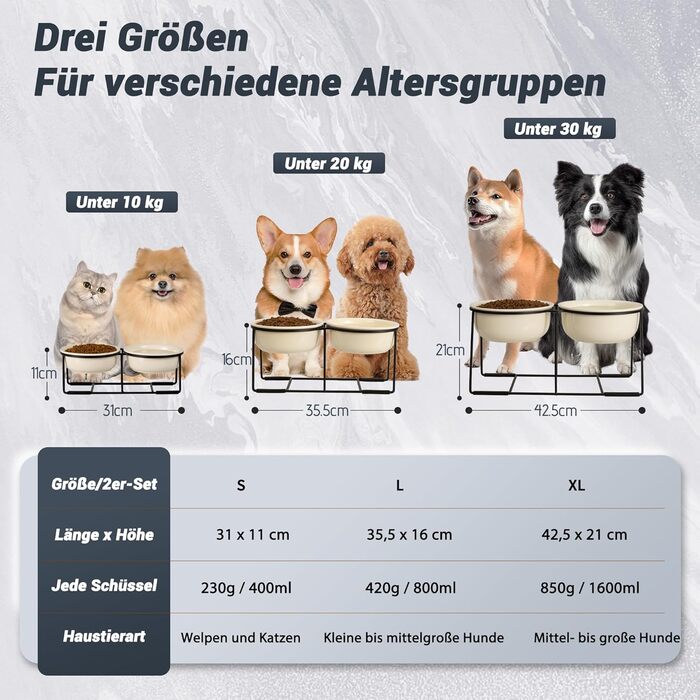 Набір мисок для собак на підставці, кераміка - 2 шт. Fressnapf, 800 мл, бежевий