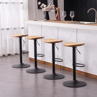 YOUNIKE Adjustable Bar Stools 2-Pack - Wooden Swivel Bar Height Stools with Footrest for Kitchen & Bar - Antique Brown