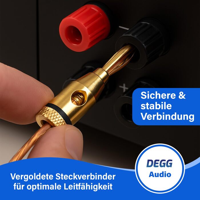 Позолочені роз'єми-банани DEGG для акустичних кабелів, Hi-Fi конектори 4мм для колонок, підсилювачів та ресиверів, 4 шт.