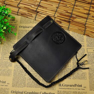 Le'aokuu Men's Genuine Leather Wallet Organizer Double Checkbook Wallet Pattern Business Money Clip 3377