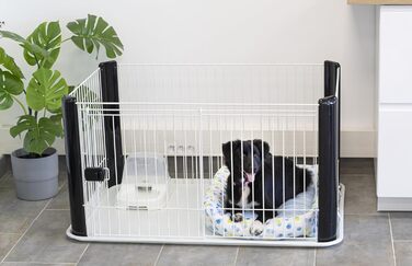 Вольєр для цуценят Iris Ohyama з замком та знімним дахом, білий, 113x79x60 см. Підходить для собак та котів, для використання в приміщенні та на вулиці