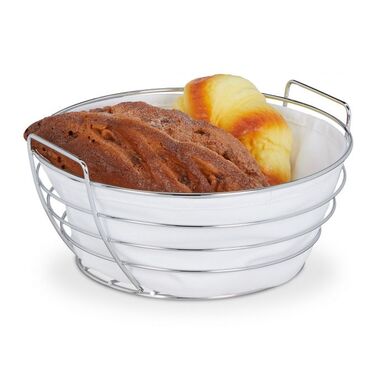 Relaxdays Round Bread Basket Metal with Fabric Insert