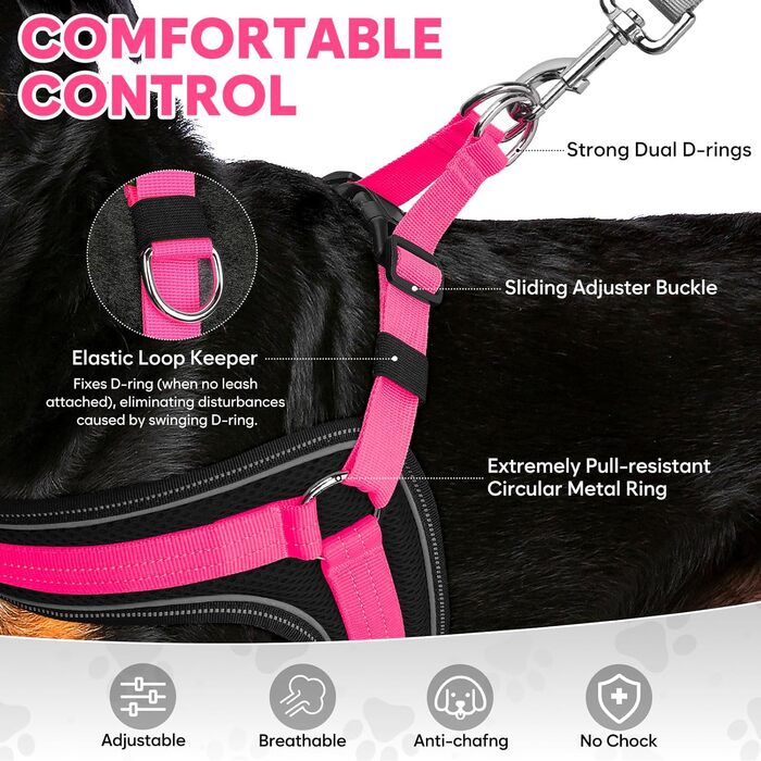 Світловідбиваючий жилет для собак BiPawTi середнього розміру, перезаряджається, жилет для собак зі світлодіодами, 3 режими світіння - світиться в темряві, шлейка для собак, для прогулянок, зелене світло (рожеве/червоне), XL