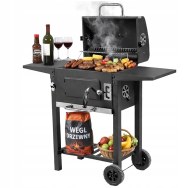 Садовий вугільний гриль BBQ XXL з кришкою, зольником, регулюванням та термометром