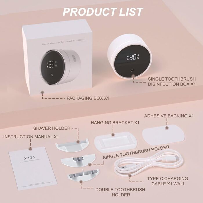 Roadtime Electric UV Toothbrush Holder with Drying, No Drilling, Automatic Sensor Brush Holder, Toothbrush Disinfectant, Portable Toothbrush and Razor Sterilizer