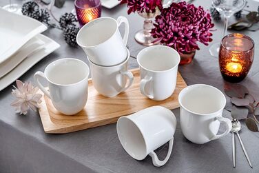 Sänger | Paris Mug Set - 6 Piece Mug Set for 6 People Made of Porcelain, Teacup with Handle for Everyday Use, Cup Set 330 ml Expandable | PREMIUM COLLECTION