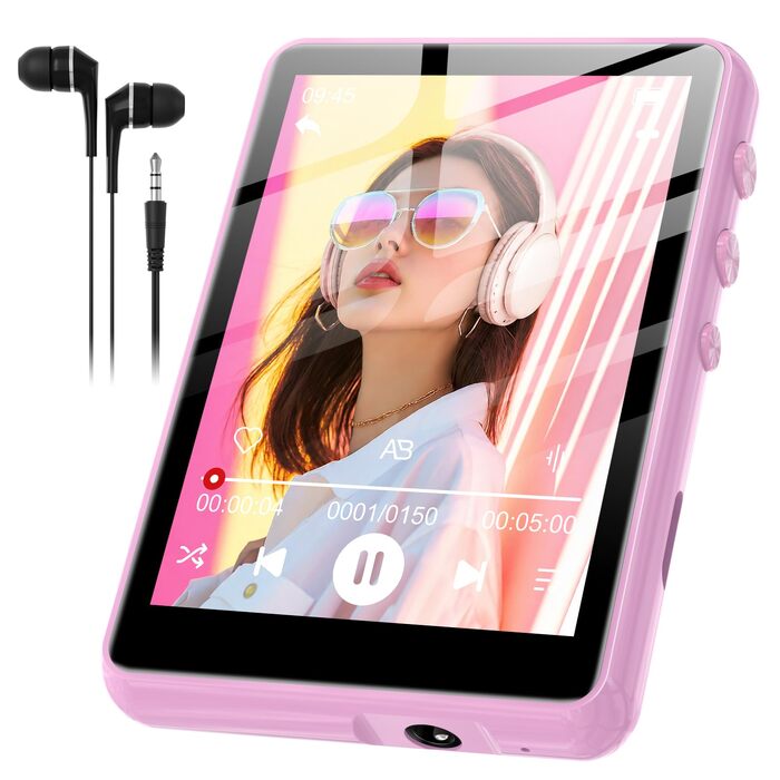 MP3 плеєр SWOFY з Bluetooth 5.3, 64ГБ, HiFi звук, вбудований динамік, FM-радіо та диктофон, 2.4