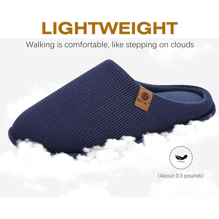 Чоловічі тапочки ONCAI з піною Memory Foam, штучним хутром та гумовою підошвою для дому та вулиці, розмір EU 40-49 (Синій, 47 EU)