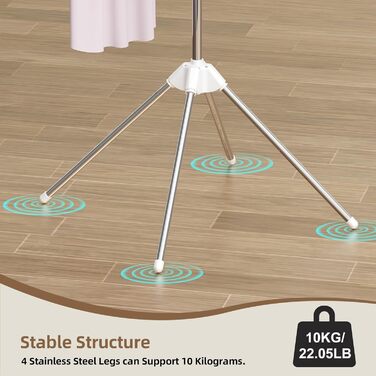 Сушарка для білизни складана, біла, з 3 крилами, нержавіюча сталь - для дому та вулиці