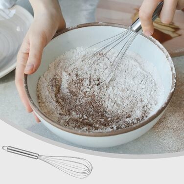 Набір з 4 штук міксерів для кухні LAMXD - нержавіюча сталь, професійні ручні вінчики, для вимішування тіста, яєць, збивання - 21/26/29 см, сріблястий