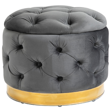 HOMCOM Vintage Ottoman, Storage Chest Bench Footstool Footrest with Storage, Upholstered Footstool, Metal, Foam, Charcoal Grey, 55 x 55 x 42 cm | Aosom